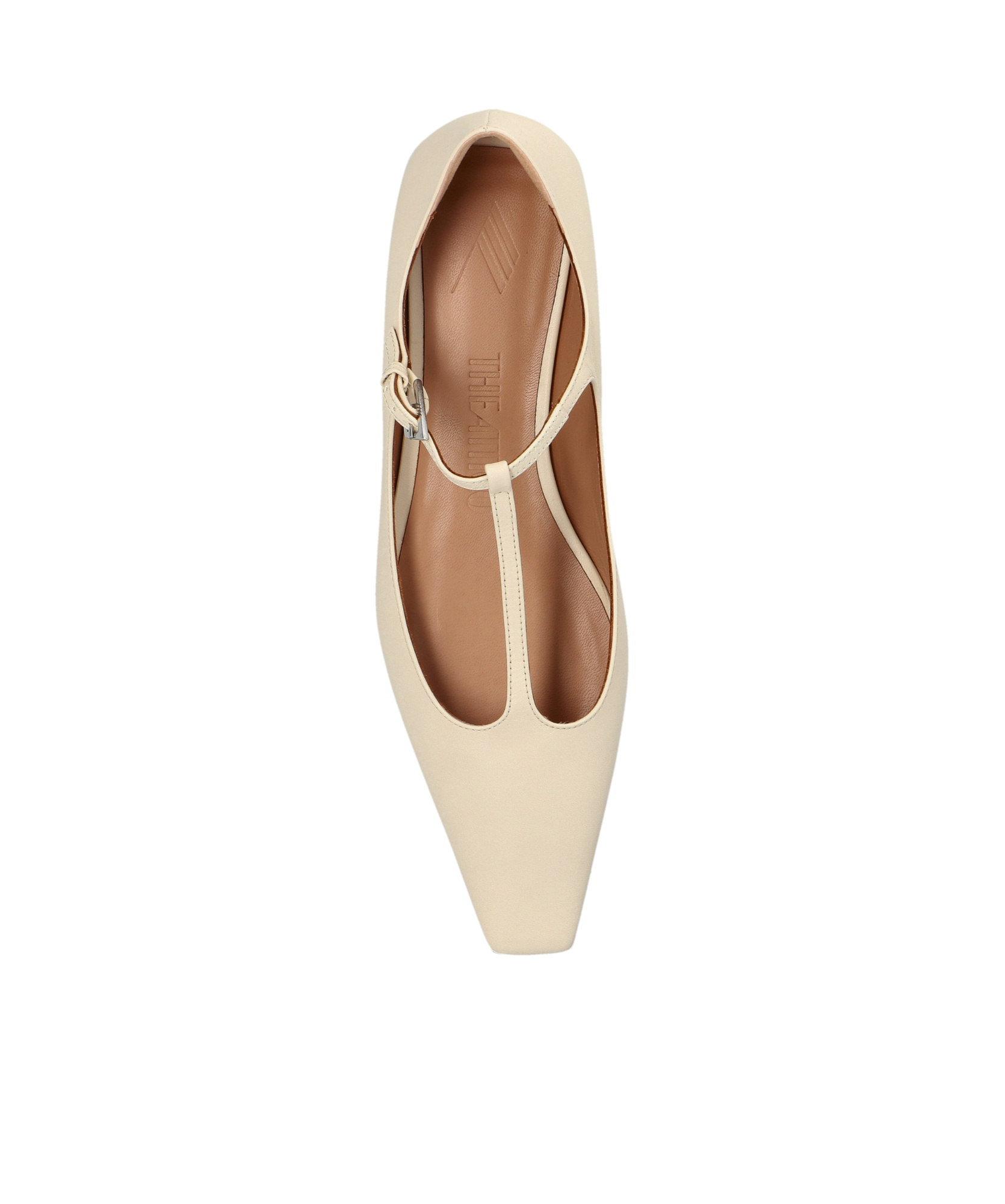 Attico Juno Ballerina Pointed Toe T-strap Flat In Neutral