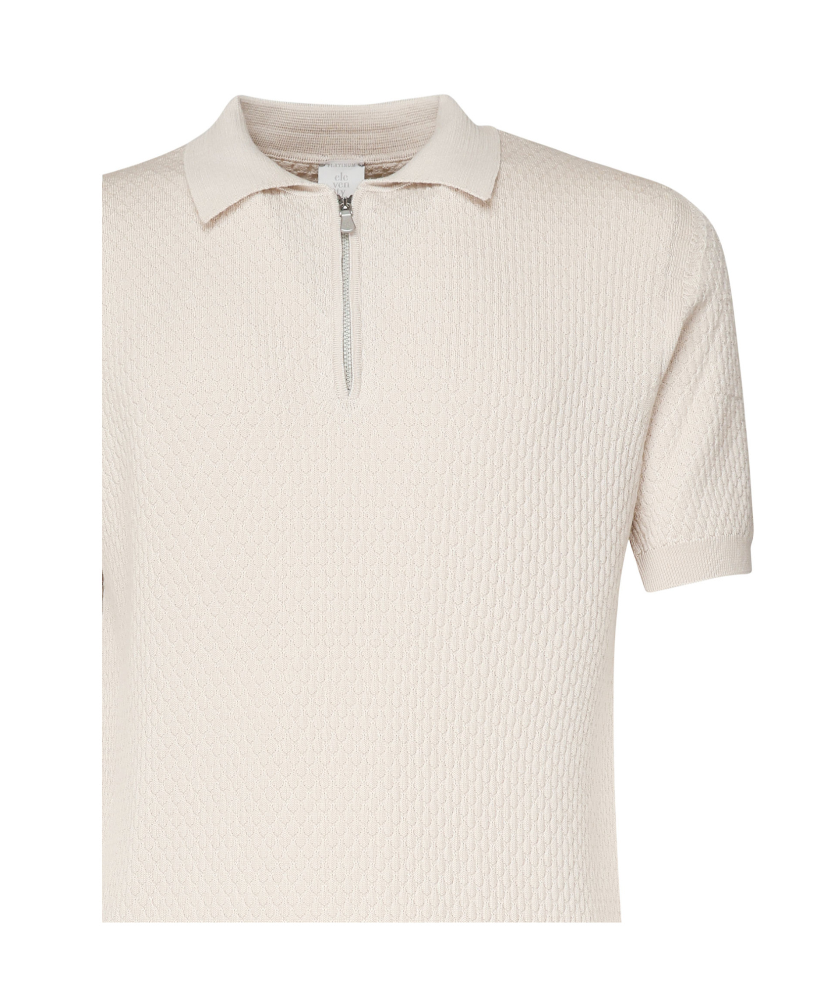 Eleventy Zip Collar Polo Textured Fabric