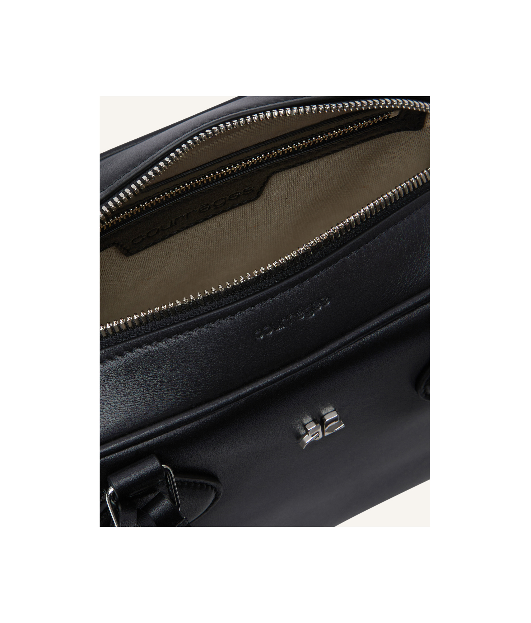 Courrèges Courregès Ac Stud Naplack Leather Mini Bowling Bag In Black