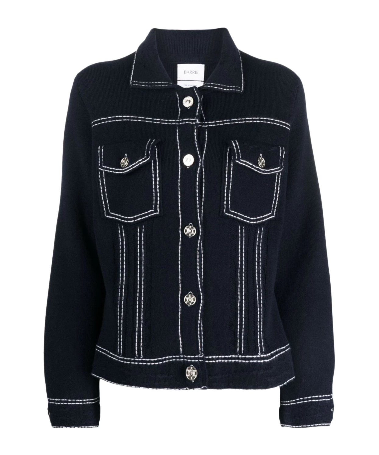 Barrie Contrast-stitching Button-up Jacket In Black