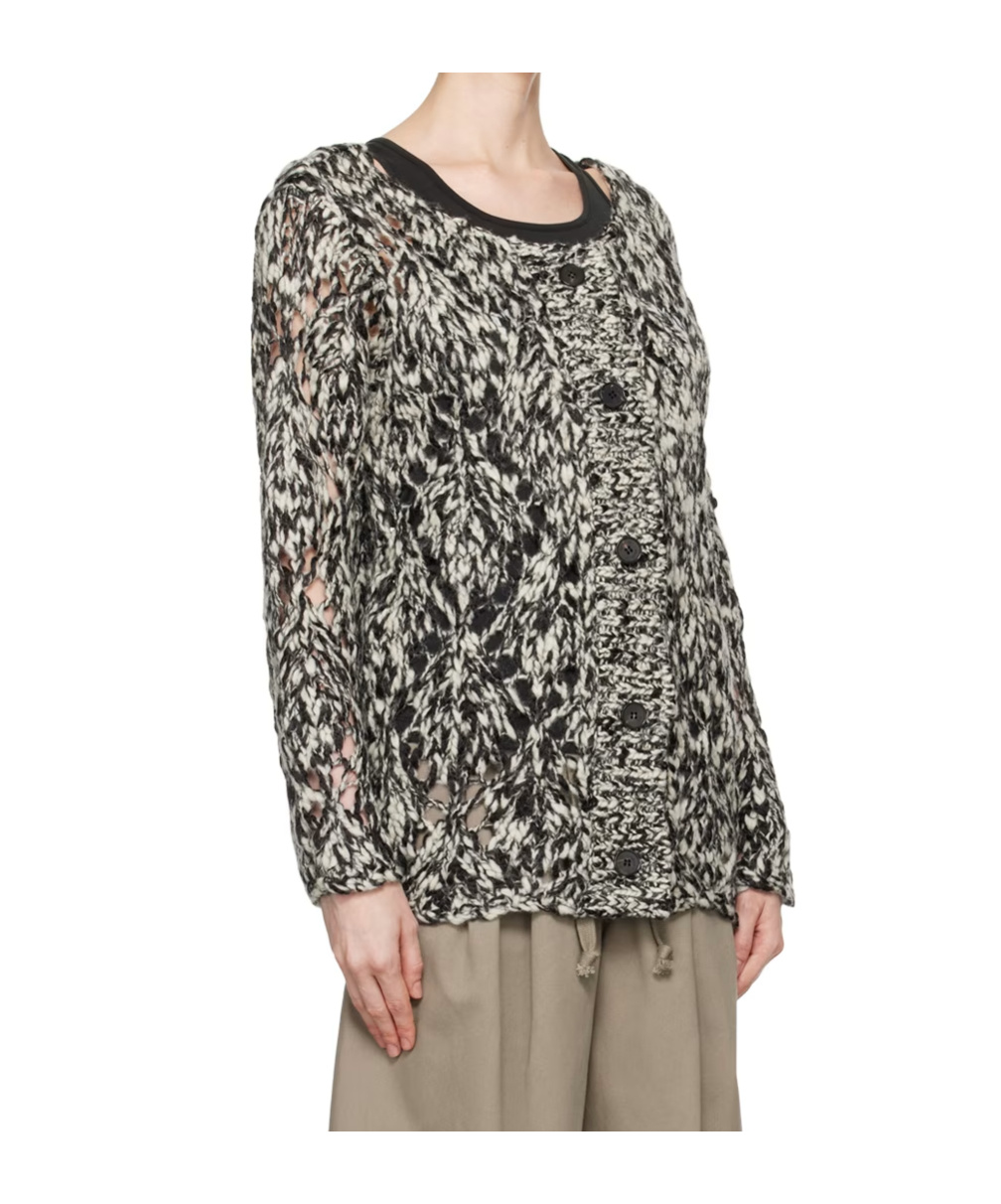 Open Yy Argyle Pointelle Cardigan In Black