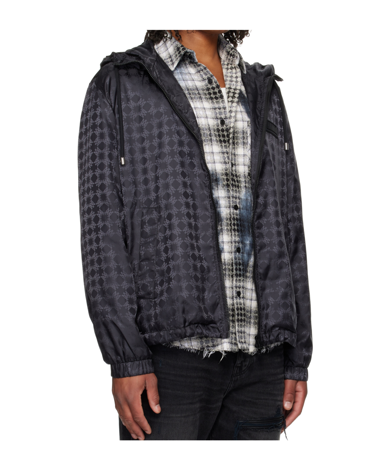 Amiri Ma Quad Monogram Hooded Jacket In Black