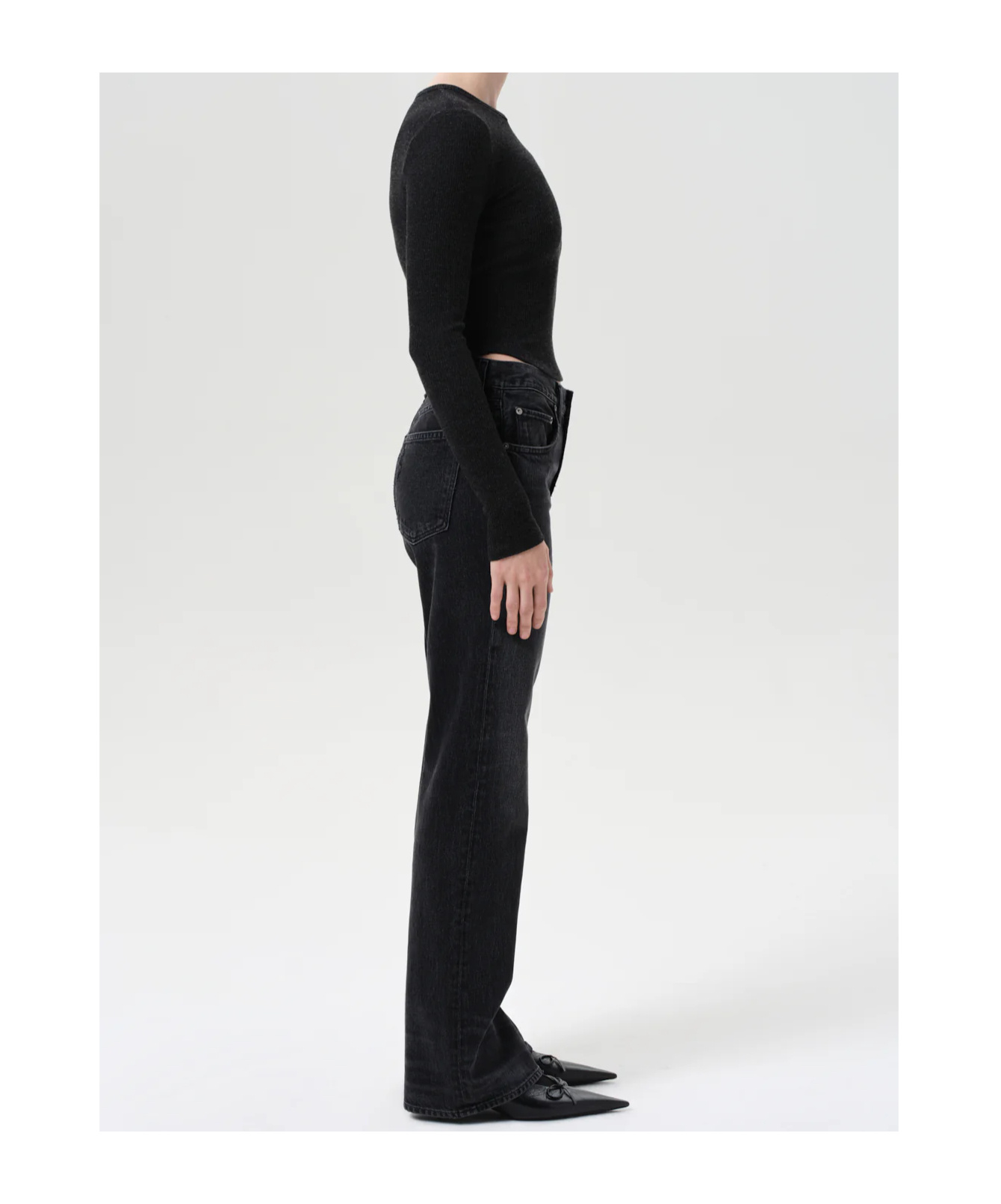 Agolde Denim Trousers With Belt Loops In Black