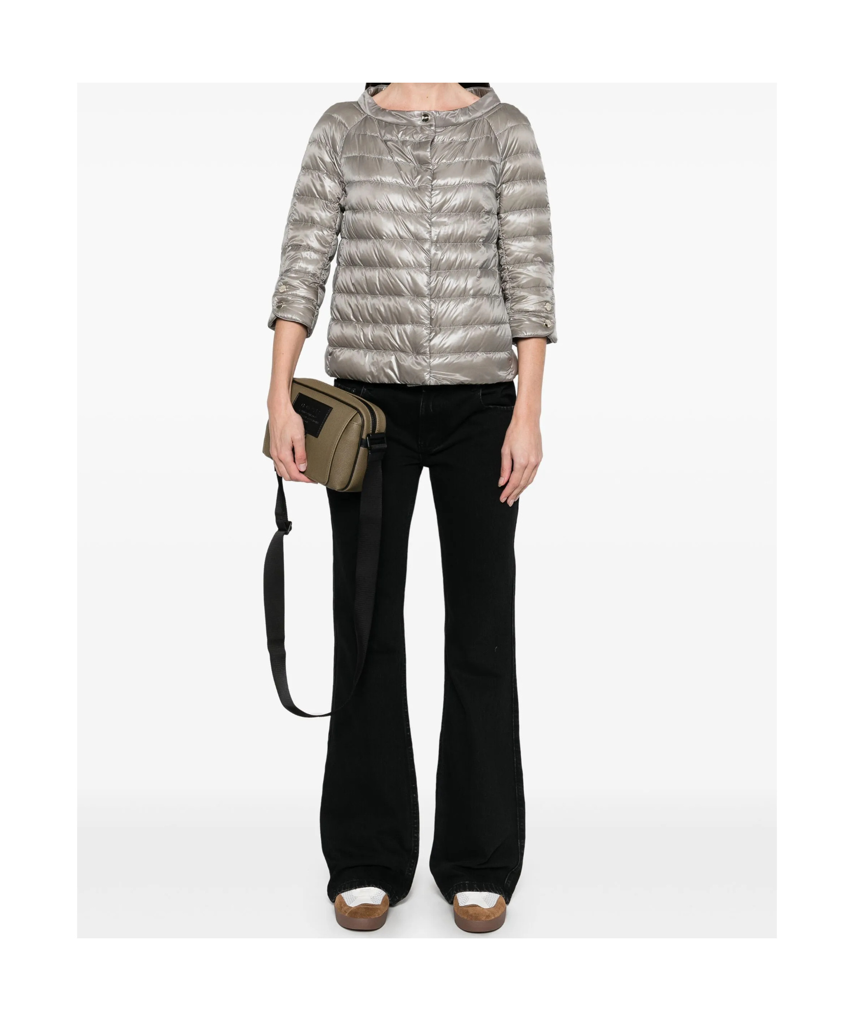 Herno Collarless Jacket In Silver