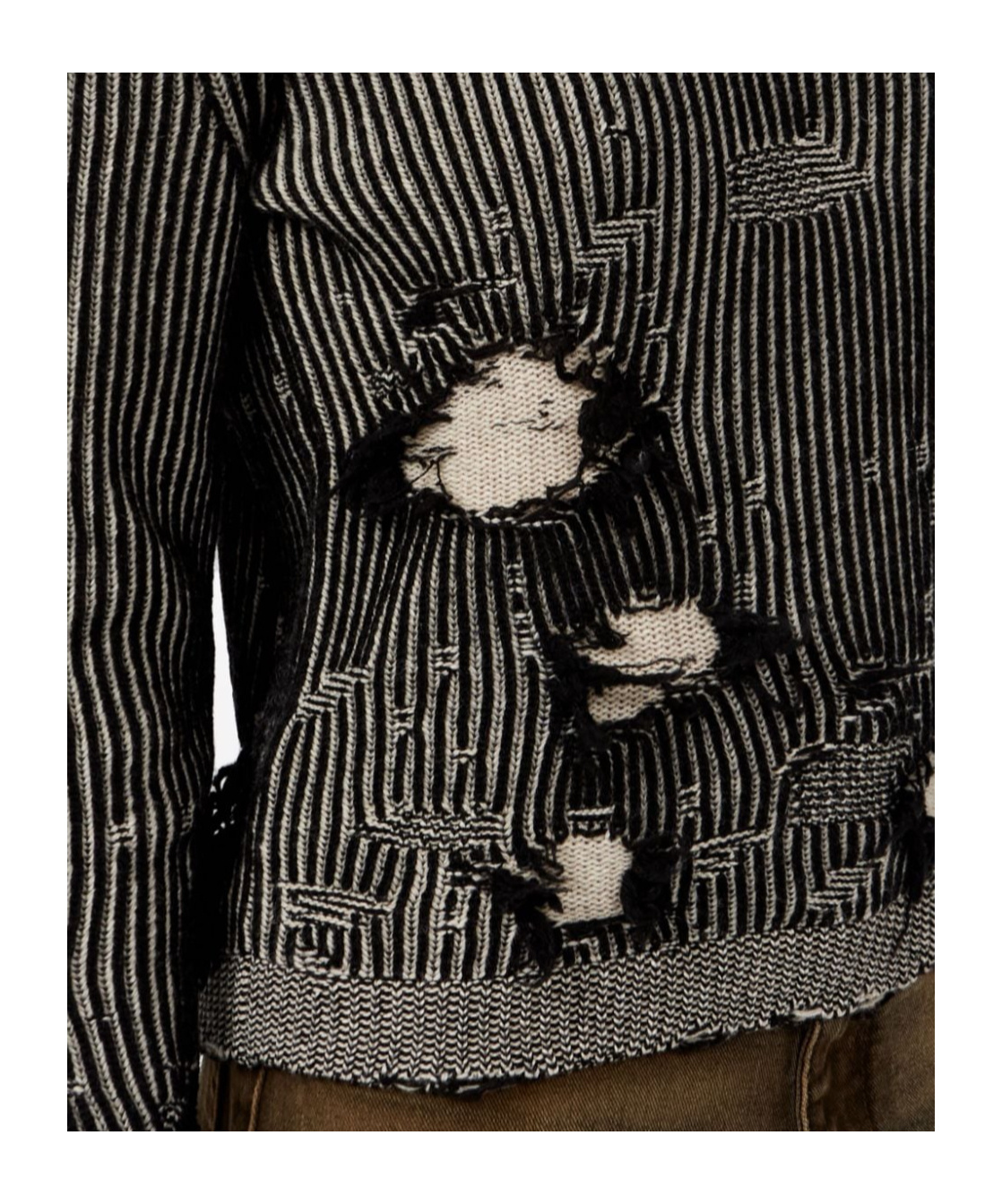 MM6 MAISON MARGIELA MM6 MAISON MARGIELA CREWNECK DISTRESSED-EFFECT KNITTED JUMPER