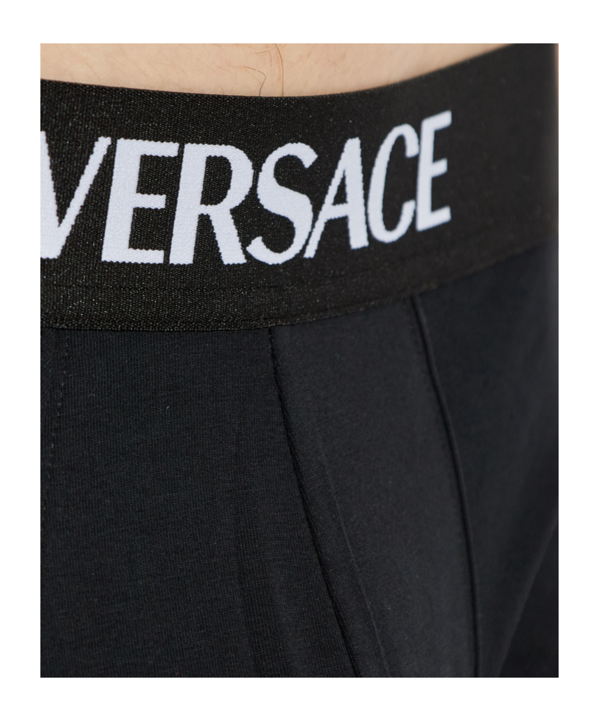Versace Logo Intarsia Pack Of Three Boxers In Black