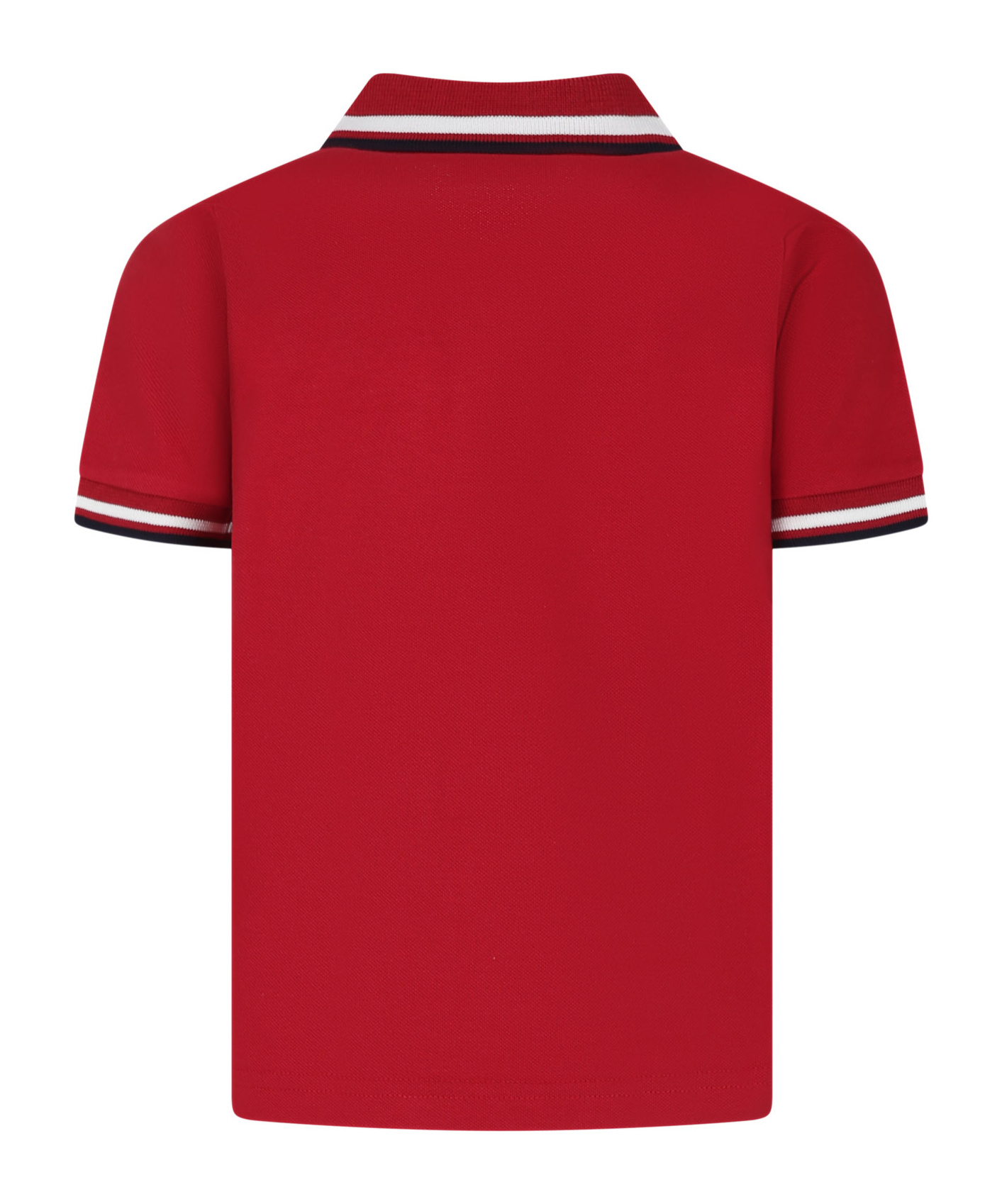 Moncler Enfant Logo Patch Polo Shirt In Red