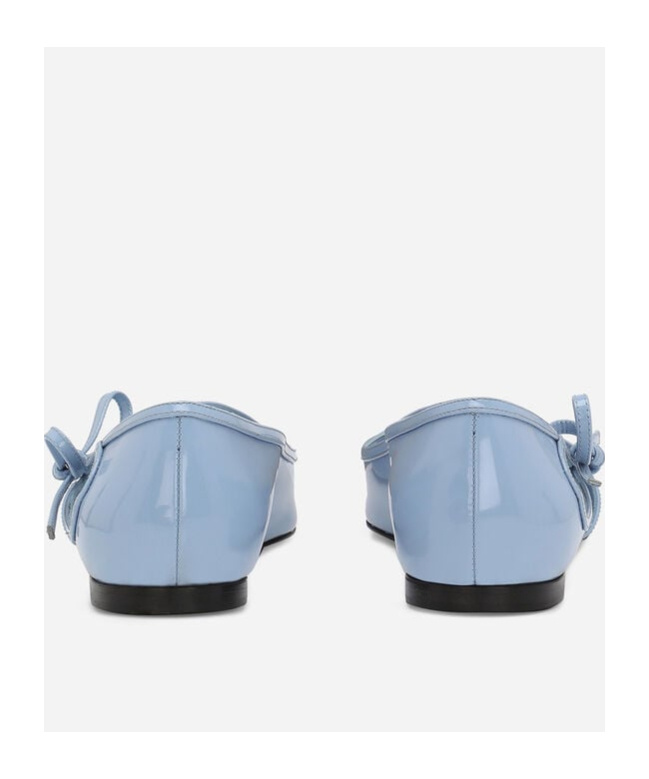 Dolce & Gabbana Mun Polished Leather Ballet Flats In Blue