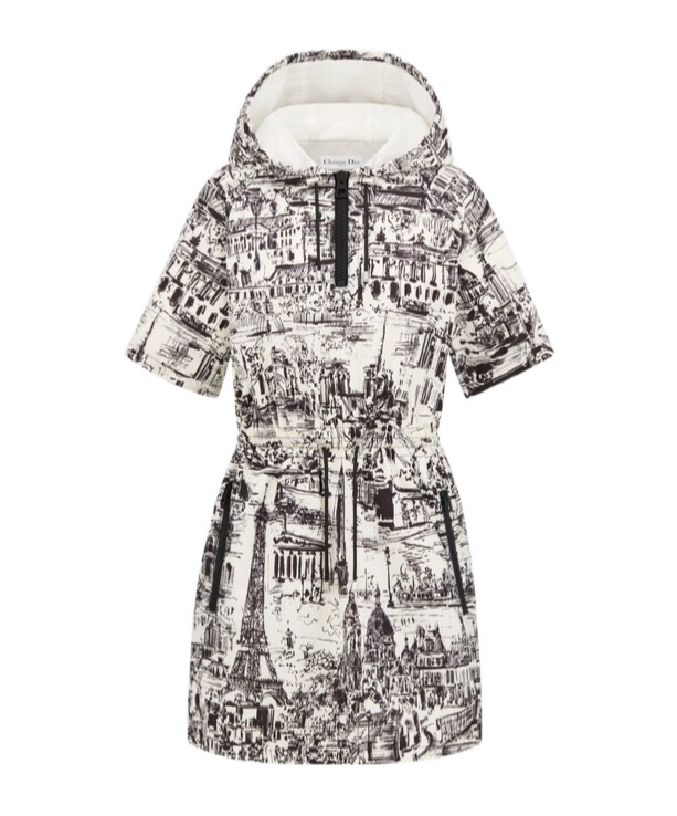 Dior Short Hooded Dress In Gray