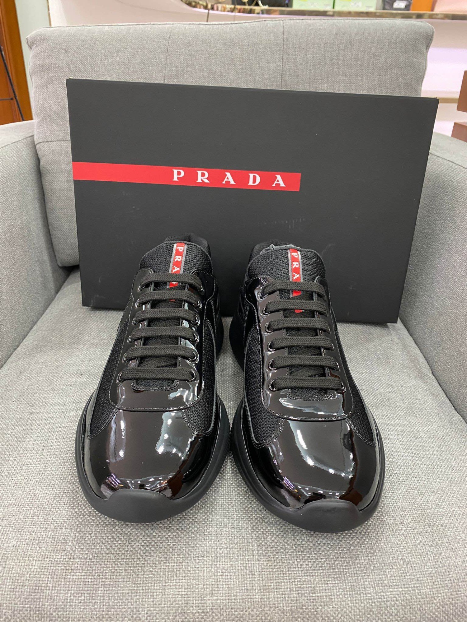 Prada Americas Cup Low-top Sneakers In Black