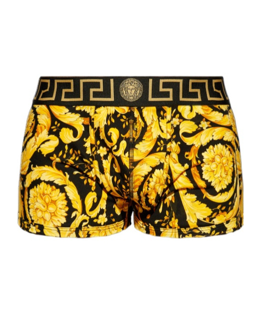 Versace Baroque-print Cotton Boxer Briefs In Yellow