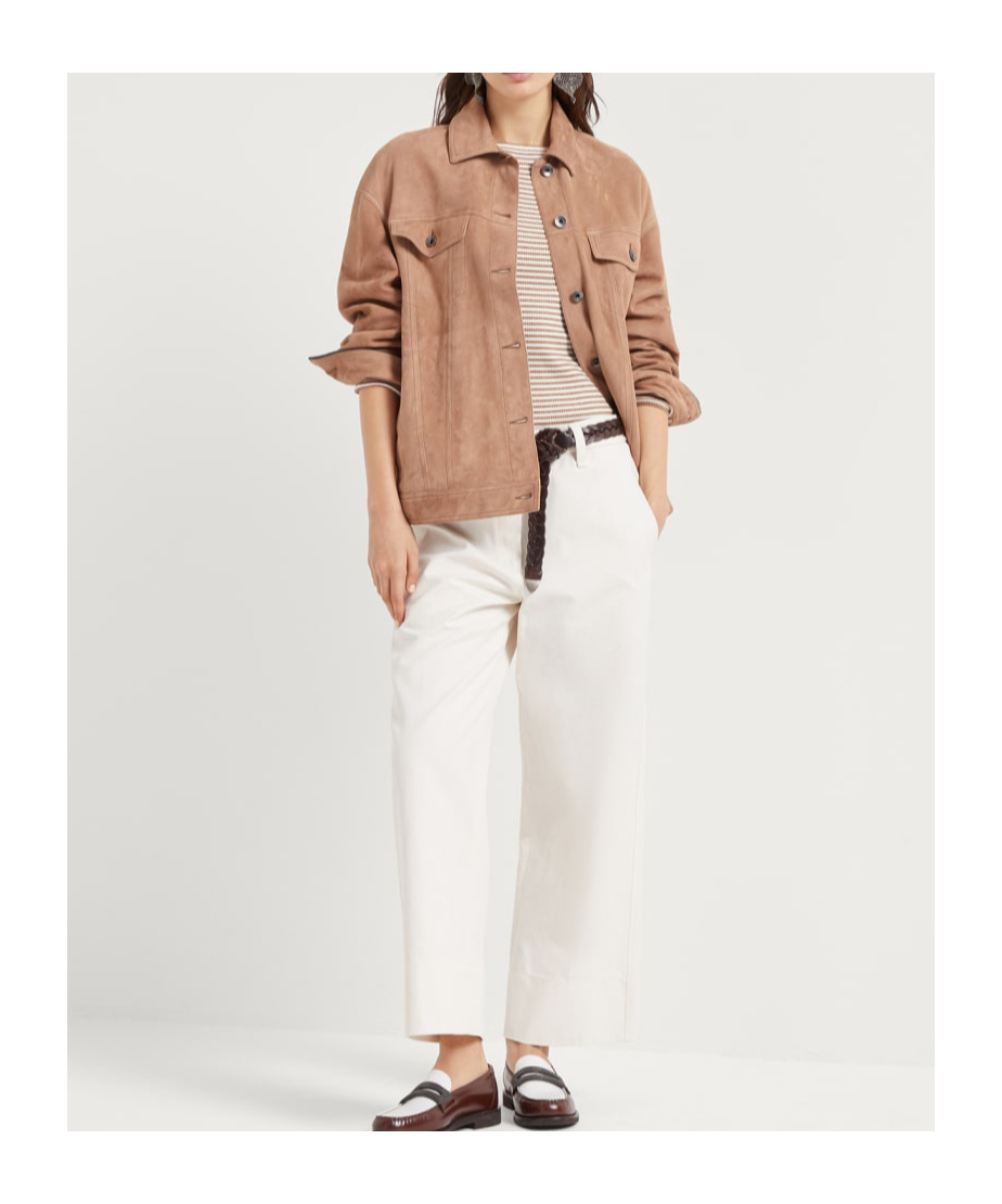 Brunello Cucinelli Couture Suede Jacket In Nude