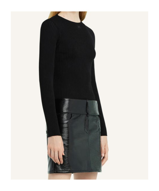 Shop Courrèges Lingerie-detailed Ribbed-knit Jumper In Black