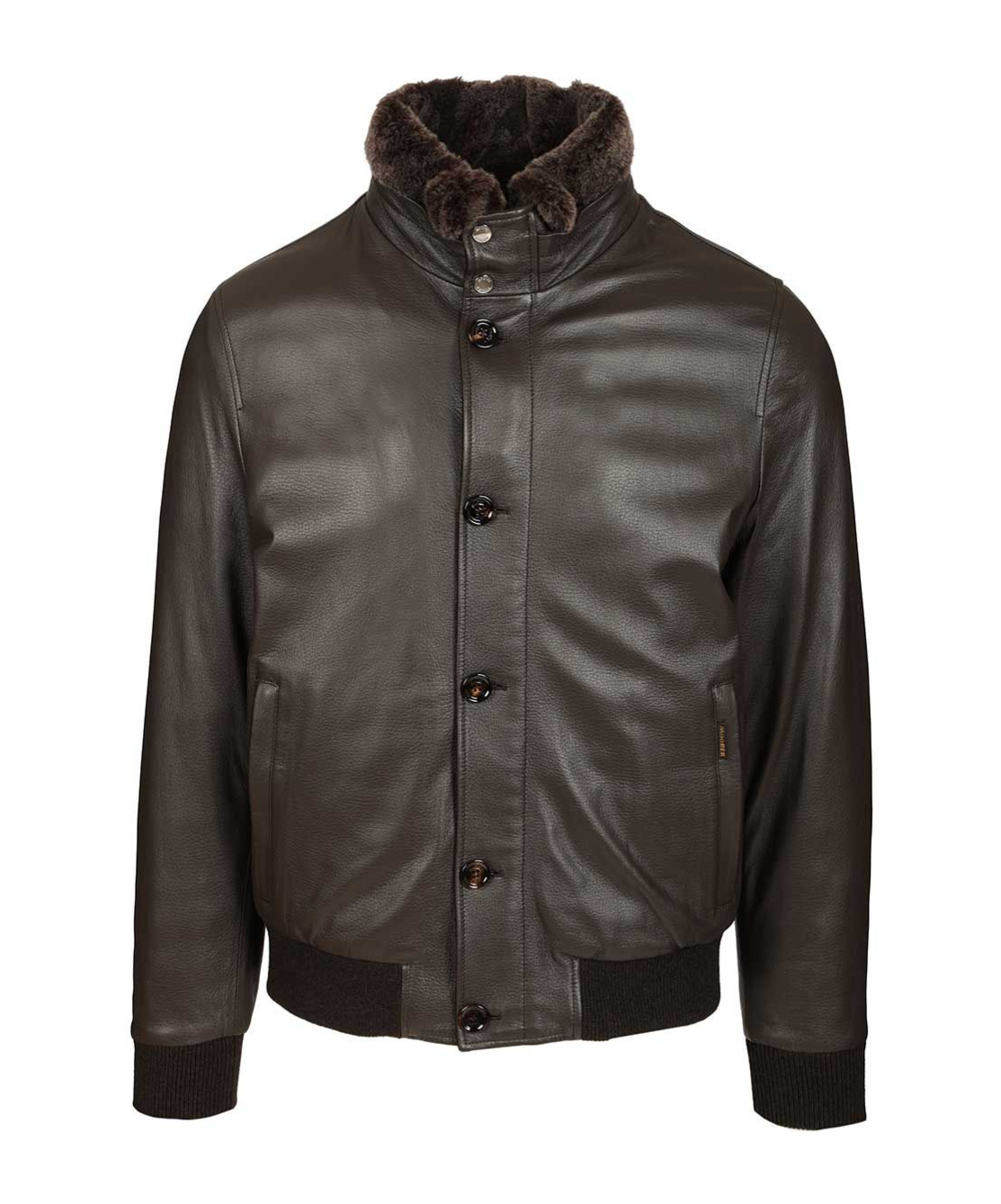 Moorer Long-sleeved Leather Jacket In Brown
