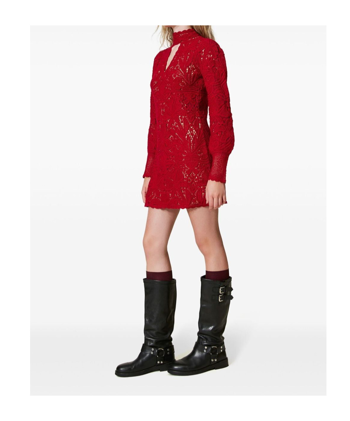 Shop Twinset Floral Crochet Mini Dress