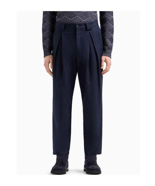 Giorgio Armani Belt-loop Single-pleated Trousers In Black