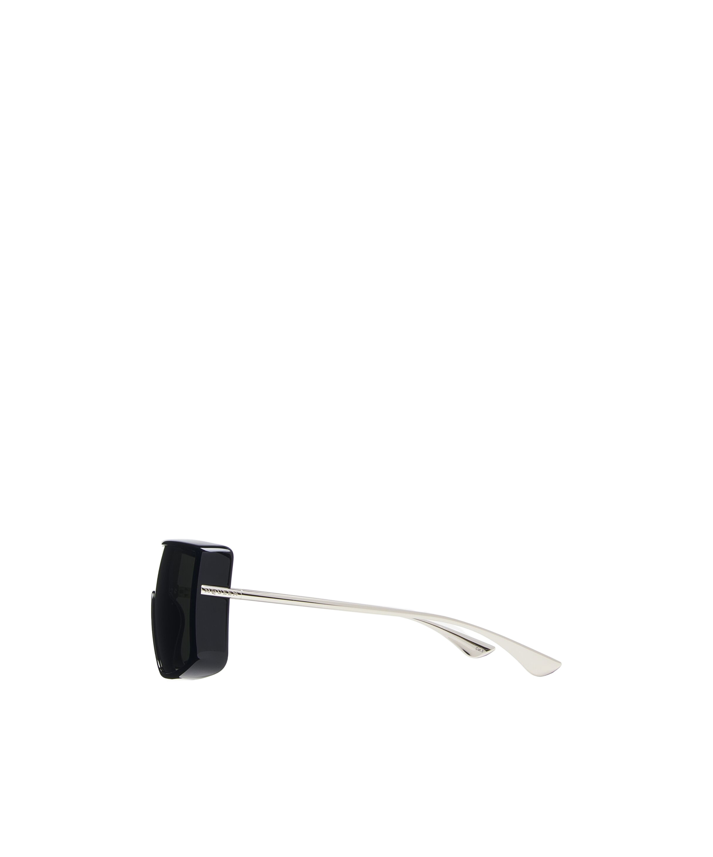 Alexander Mcqueen T-bar Visor Sunglasses In Black/silver In Gray