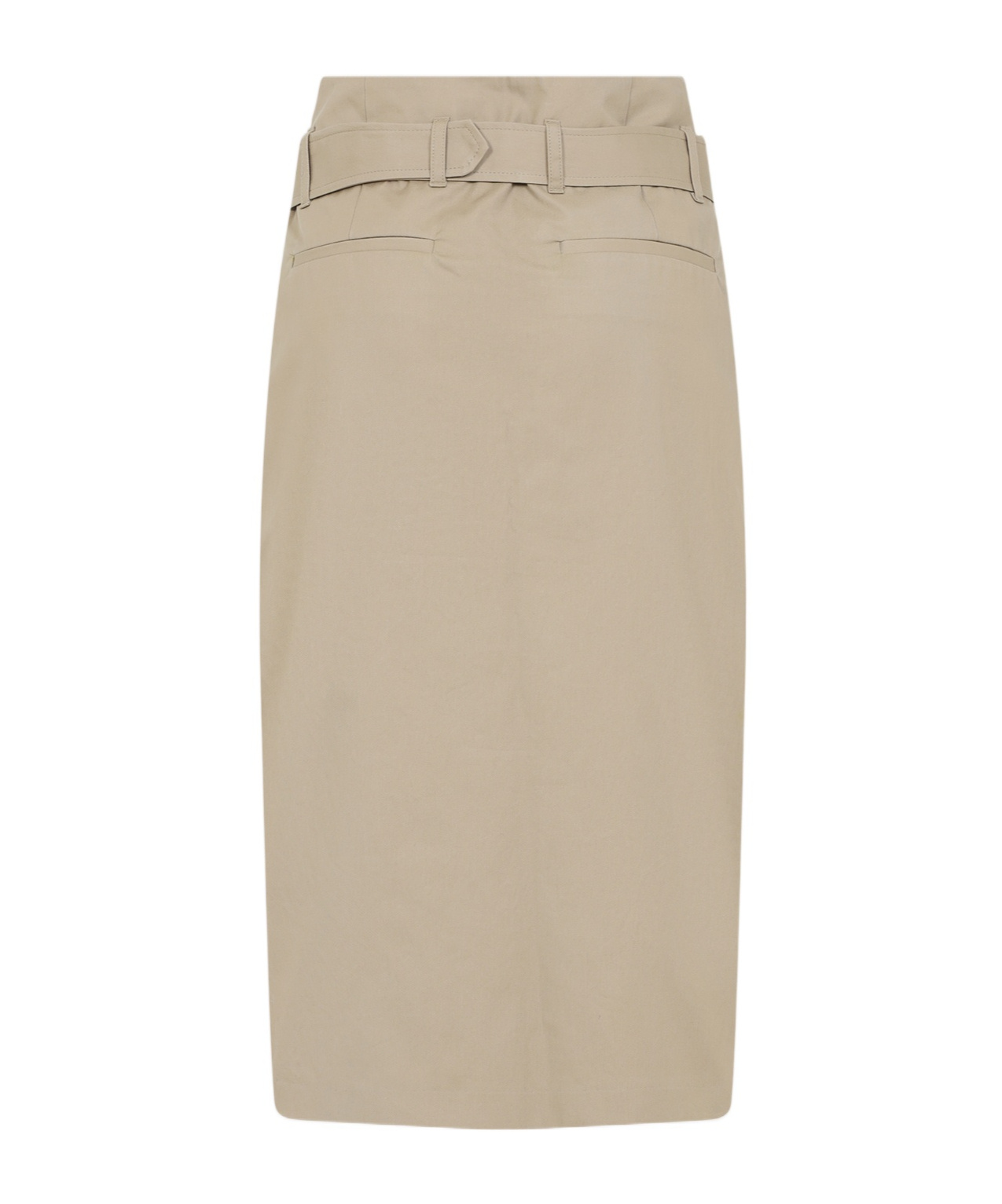 Dries Van Noten Belted Pleated Cotton Midi Skirt In Beige
