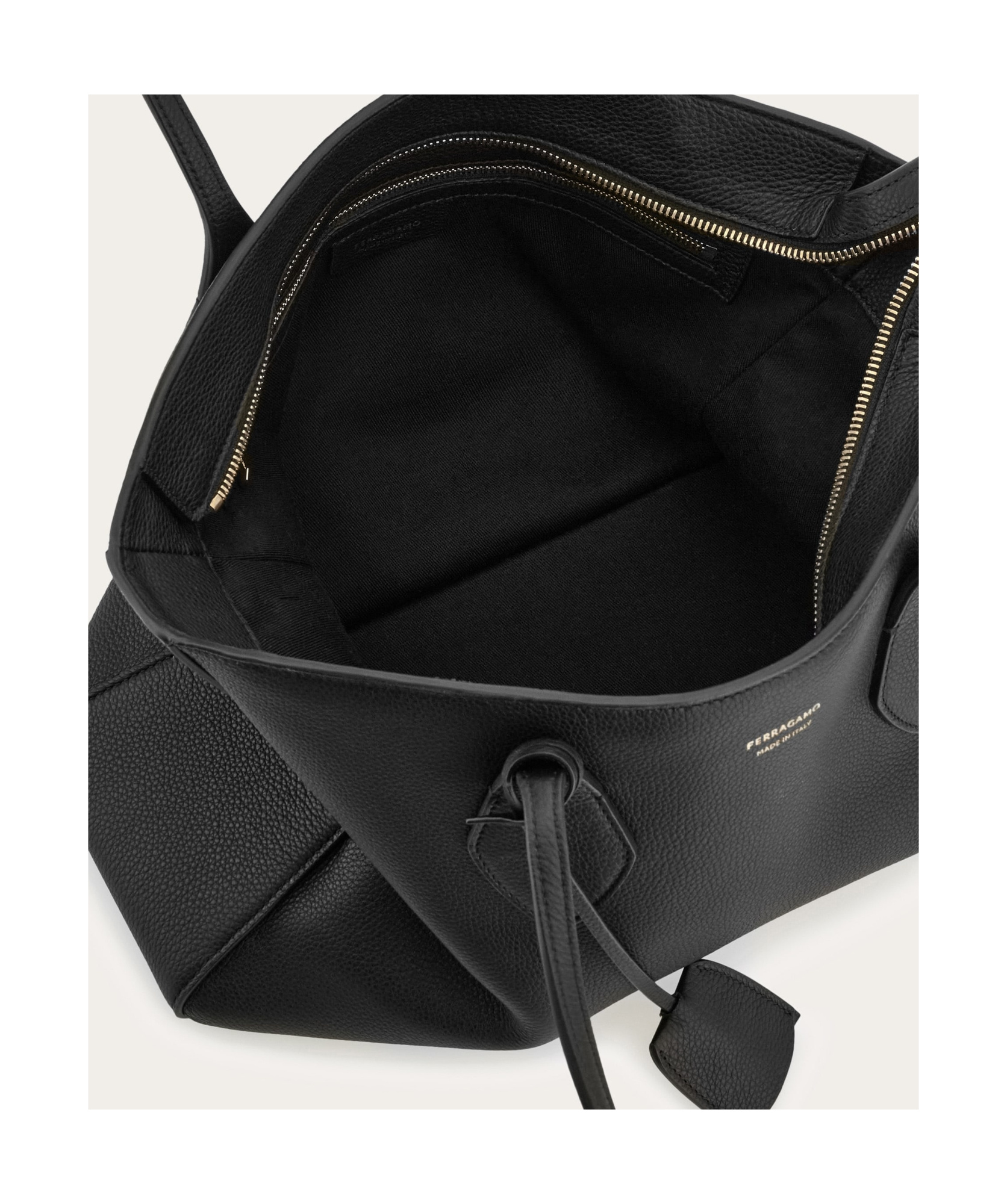 Ferragamo Medium Tote Bag Star Structured Shape In Black