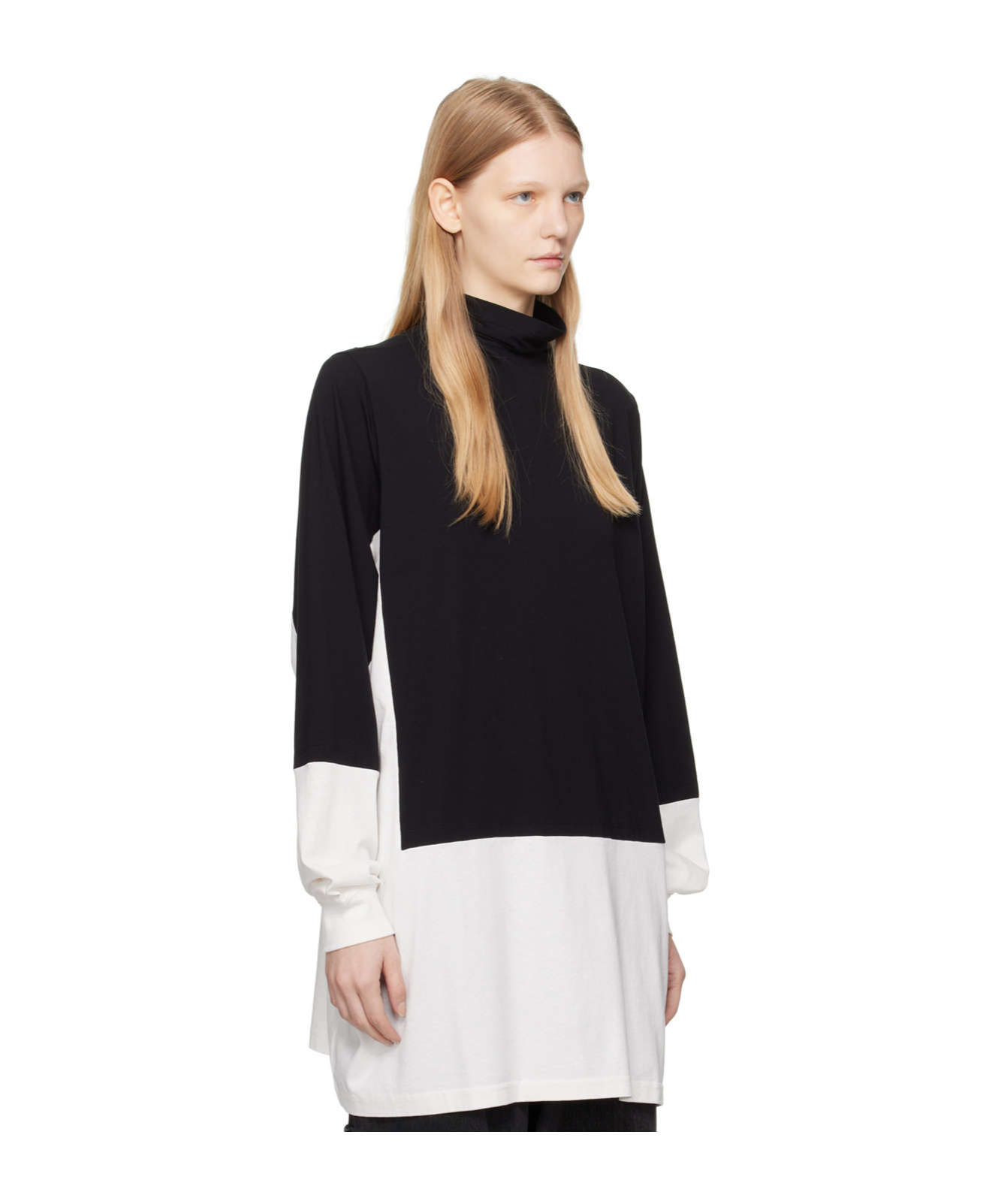 Shop Mm6 Maison Margiela Stitching High-necked Sweaters In Black