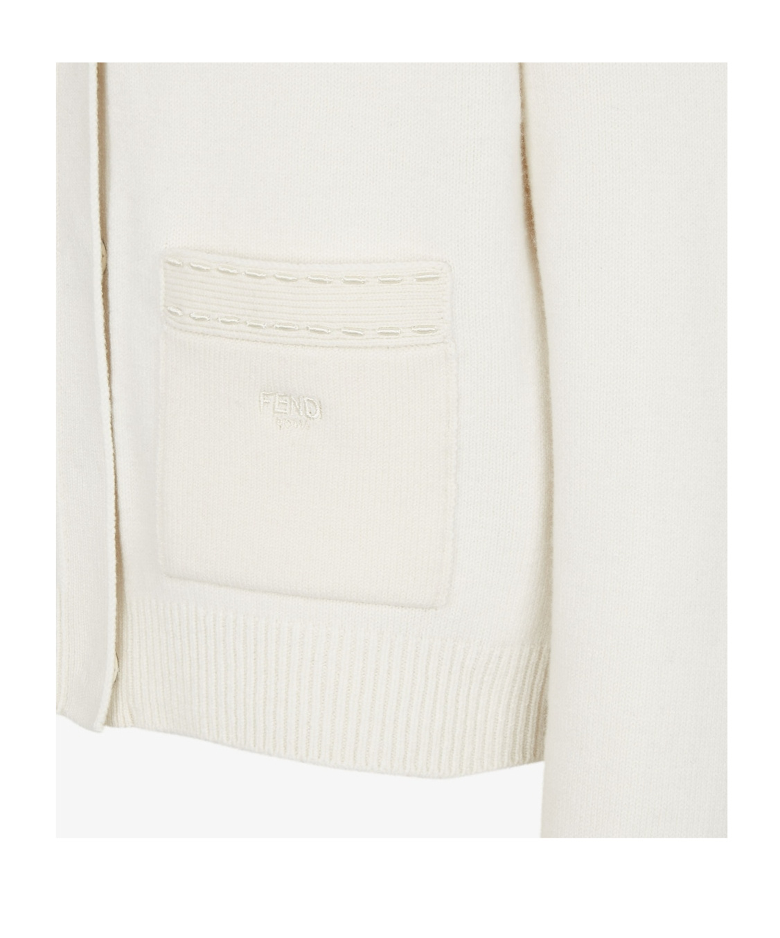 Fendi Jacquard Knit Cardigan In White