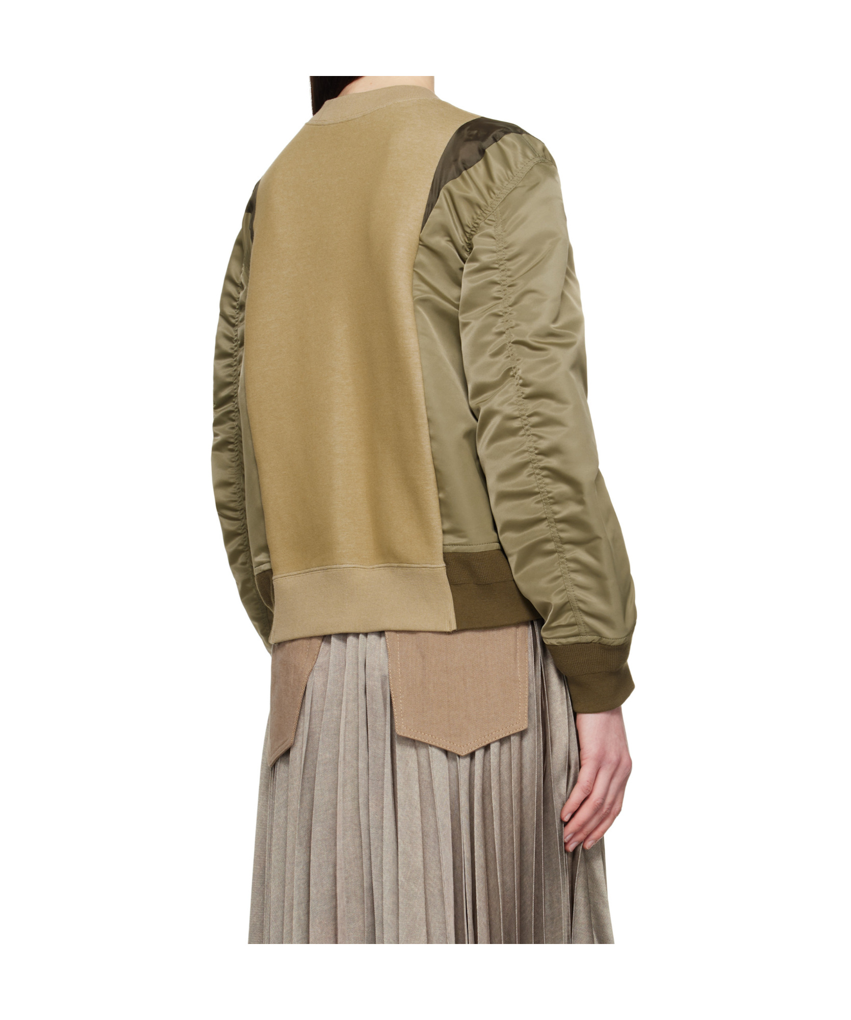 Sacai Womens Sponge Contrast-texture Cotton-blend Sweatshirt Beige Xl In Nude