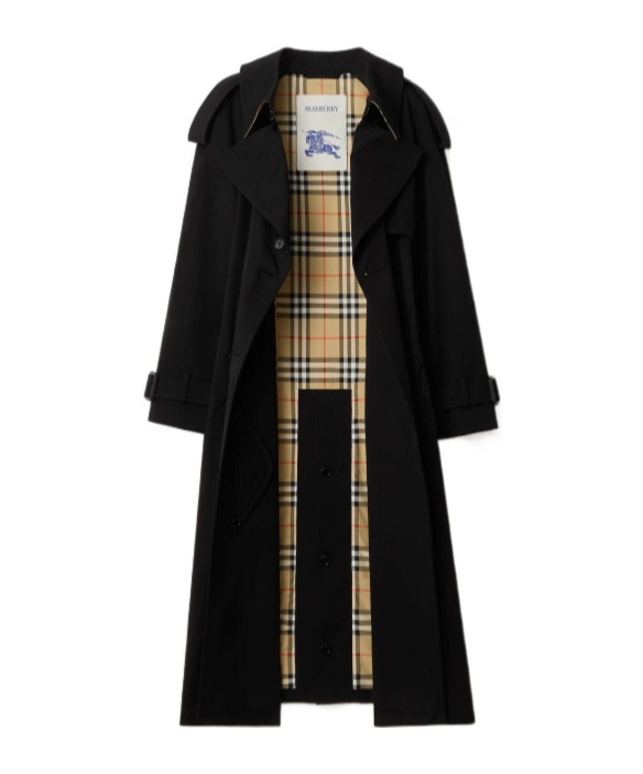 Burberry Long Gabardine Fitzrovia Trench Coat Clothing In Black