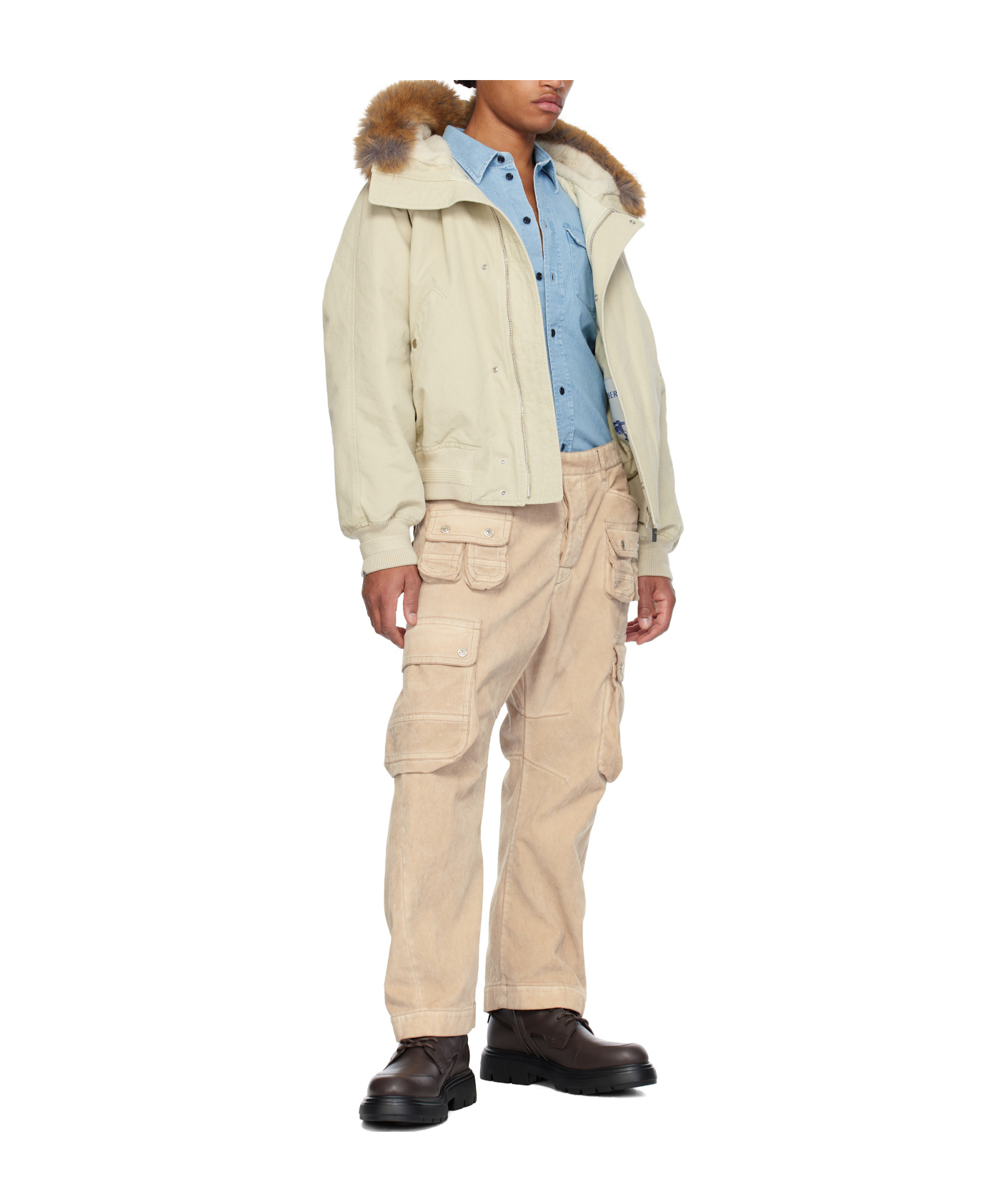 Dsquared2 Multi-pocket Cotton Twill Cargo Pants In Nude