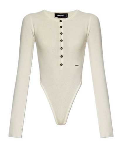 Dsquared2 Button-up Knitted Bodysuit In White