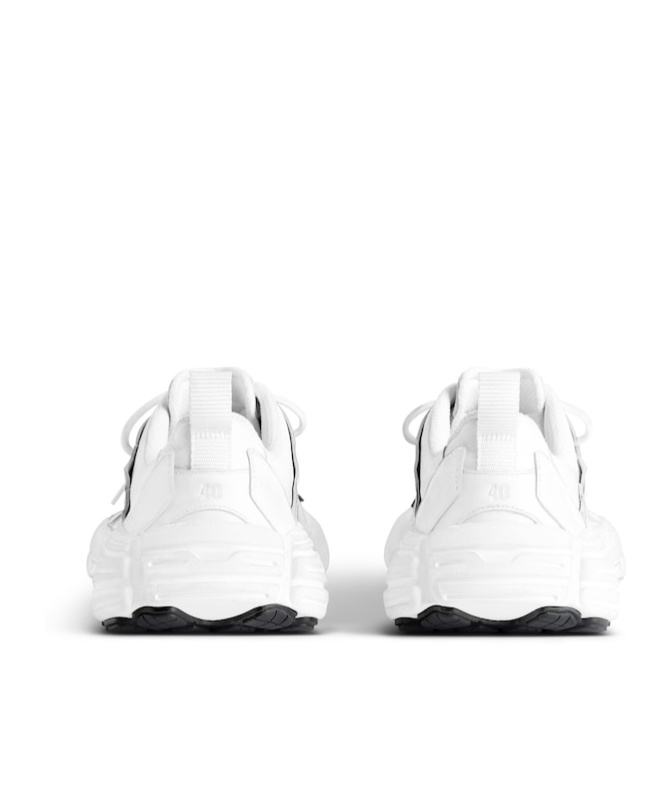 Balenciaga Monday White Low Top Sneakers With Logo Detail And Embossed Size On The Rear In Leather And Fabric M In White