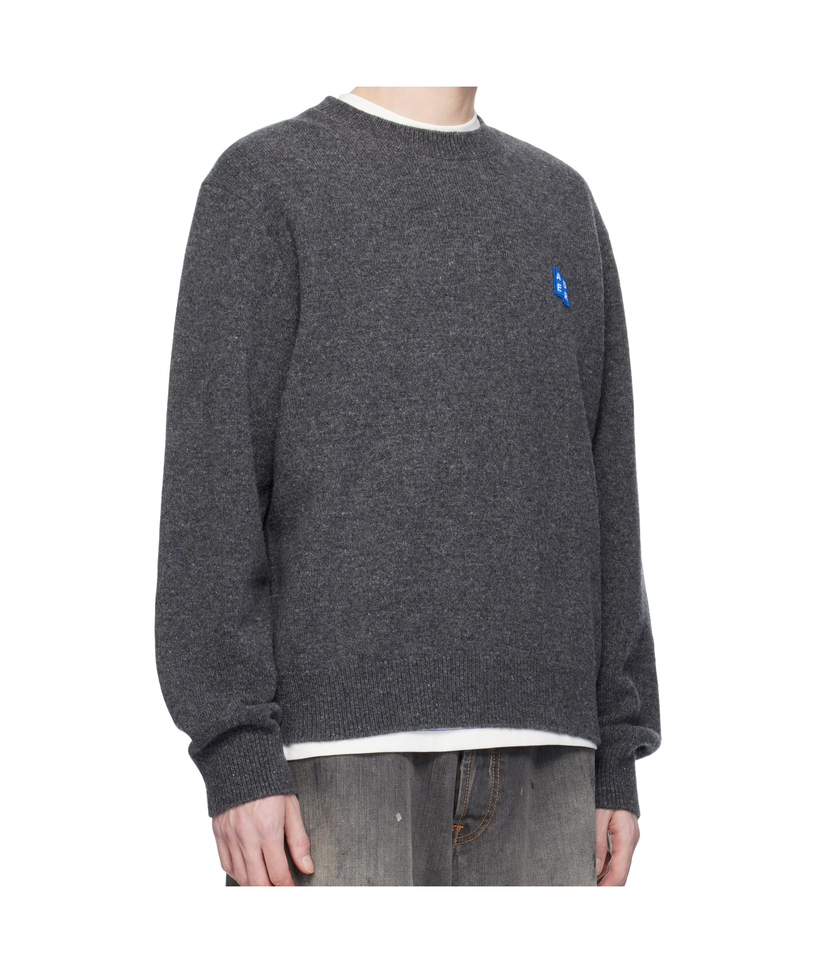 Ader Error Crew Neck Long Sleeve Sweater In Black