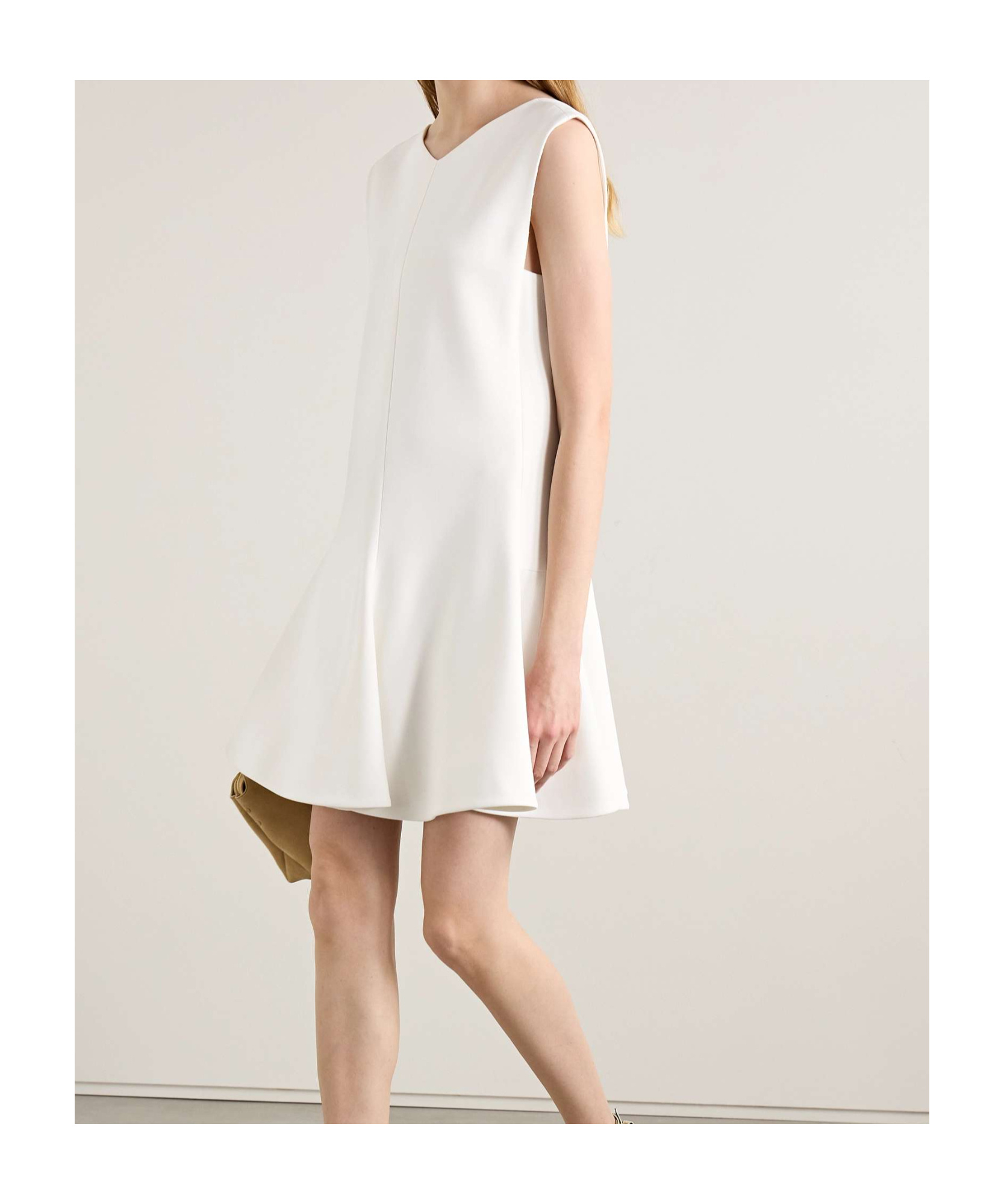Khaite Mel V-neck Low-back Mini Dress In Ivory
