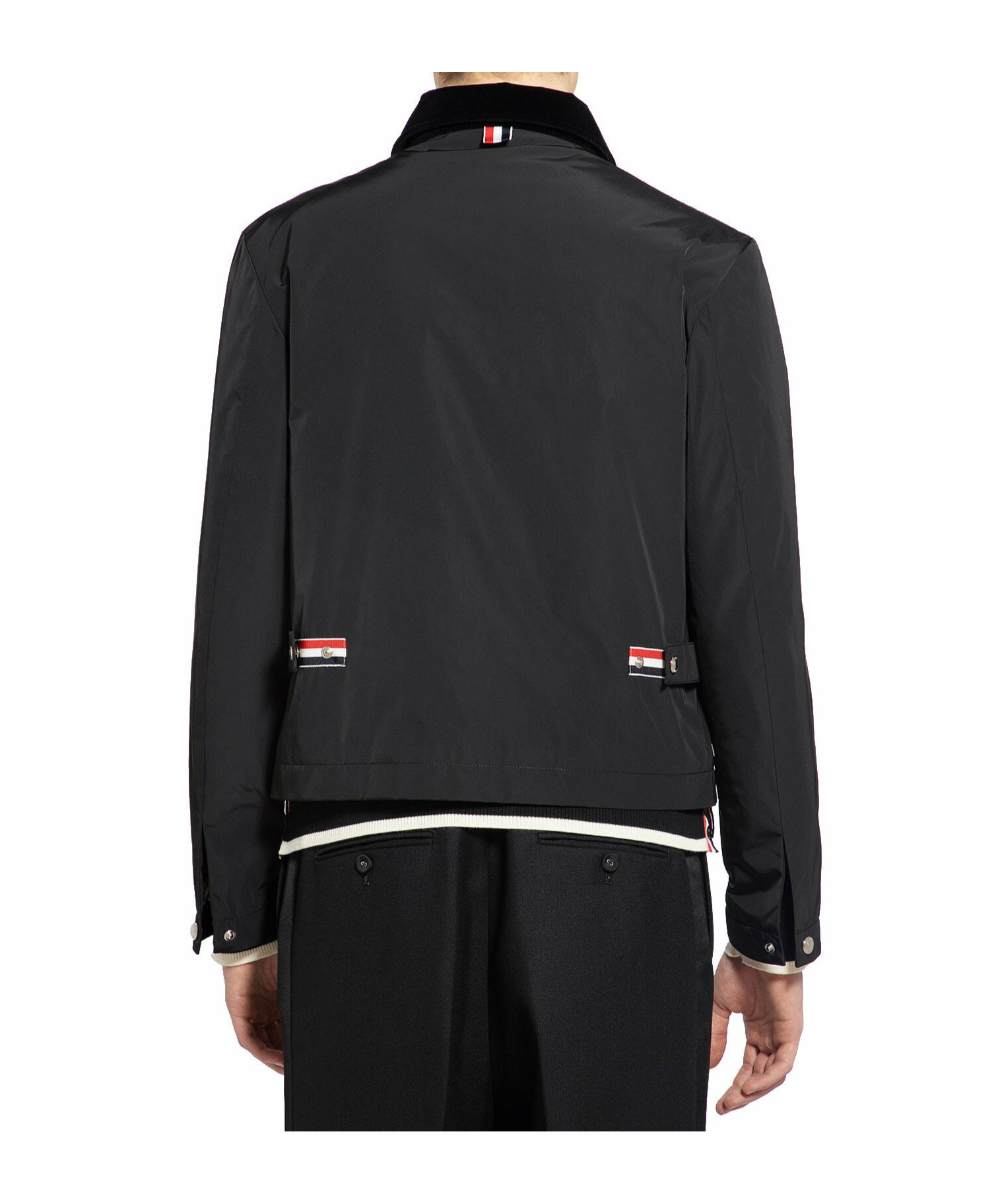 Thom Browne Rwb Stripe Zip-up Padded Jacket In Black