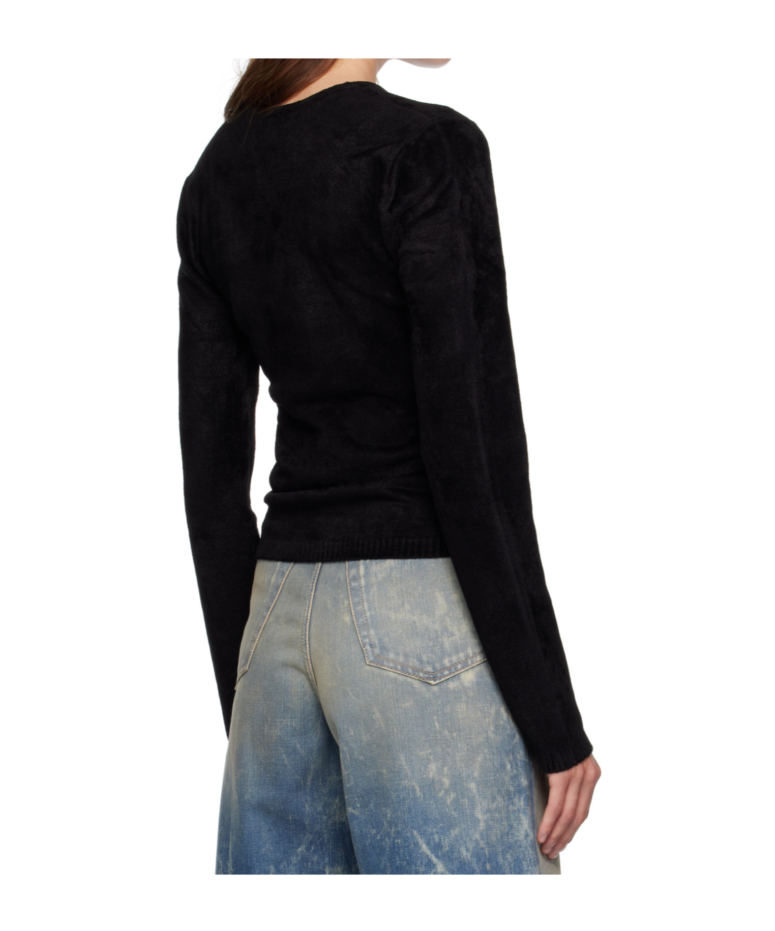 Amiri Velvet Long-sleeved Top In Black