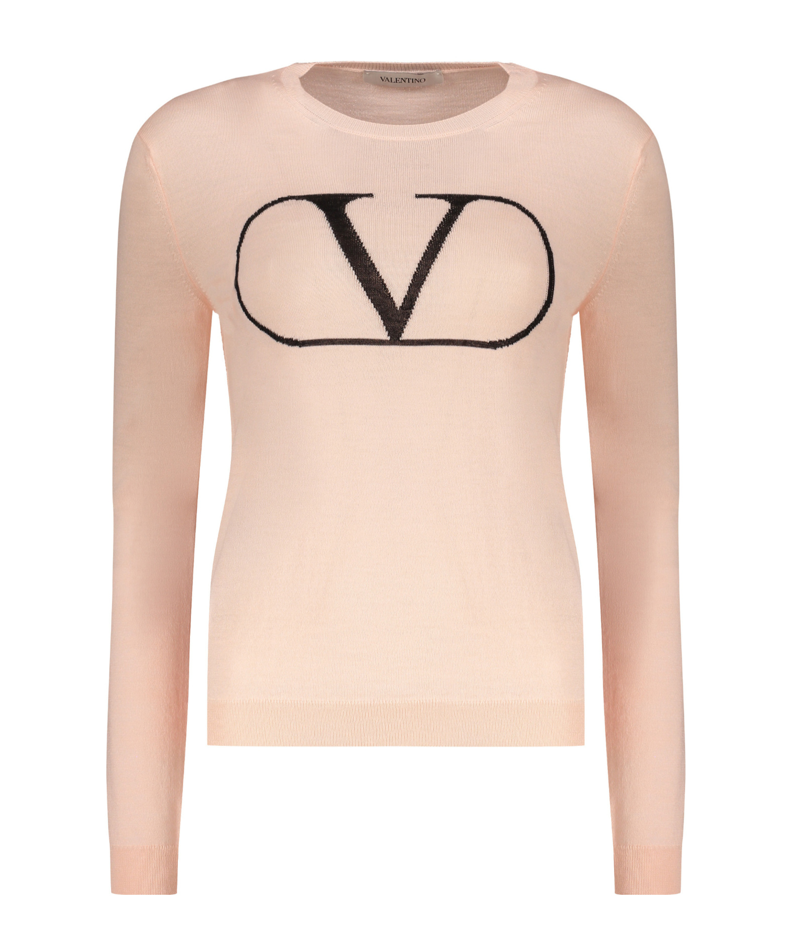 Valentino Long Sleeve Crew-neck Sweater In Brown