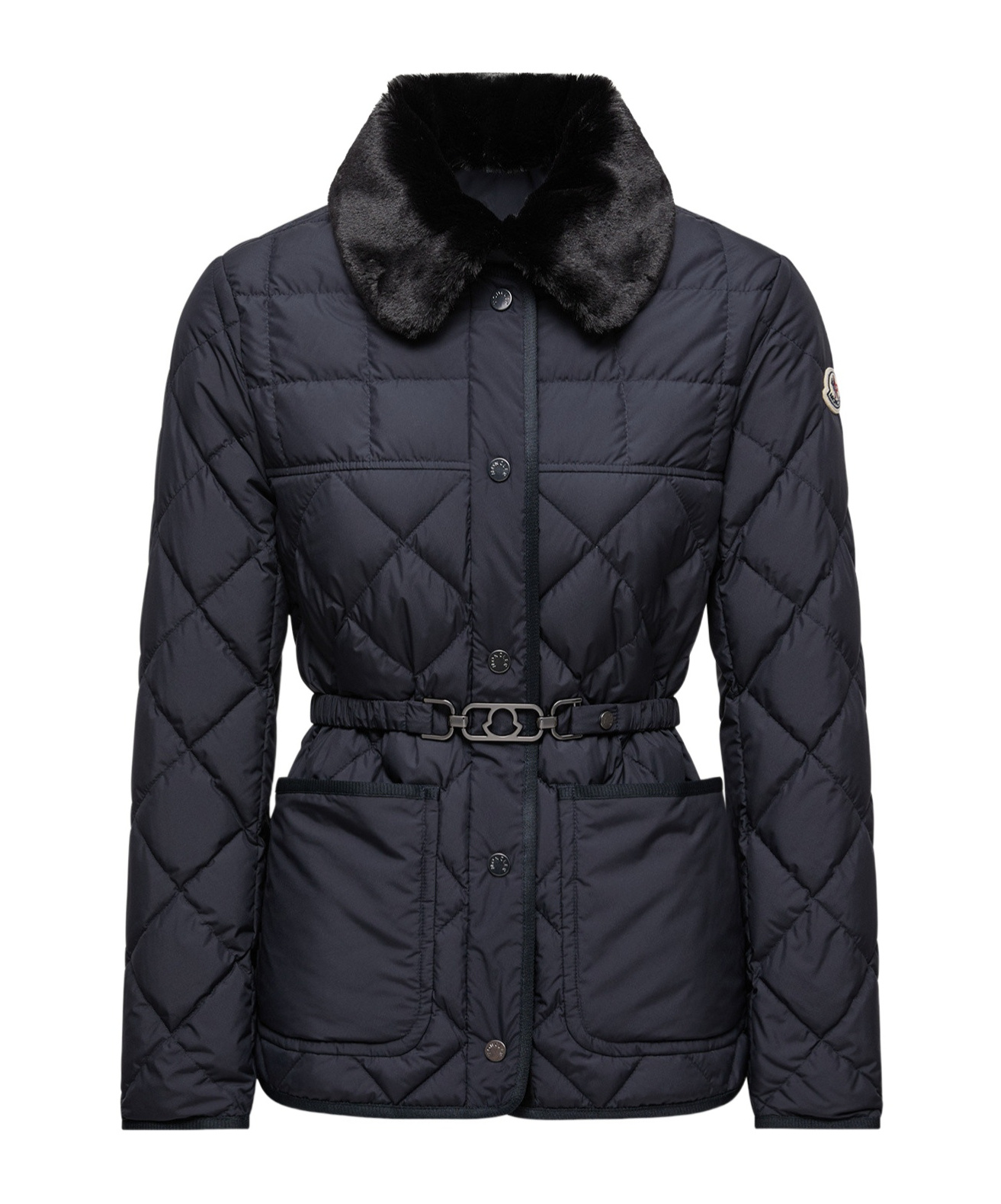 Moncler Womens Navy Cygne Belted Shell-down Jacket In Blue