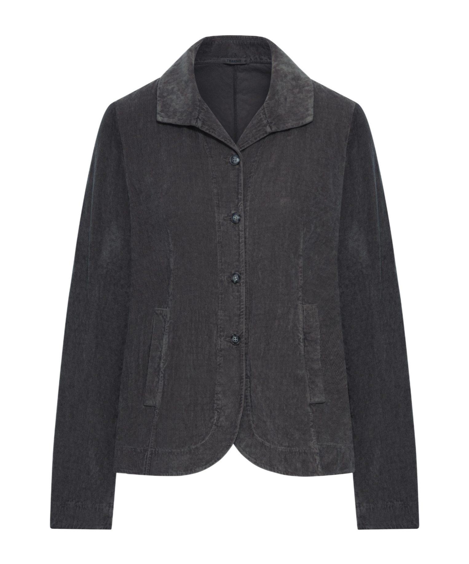 Transit Flared Velvet Ribbed Jacket In Black