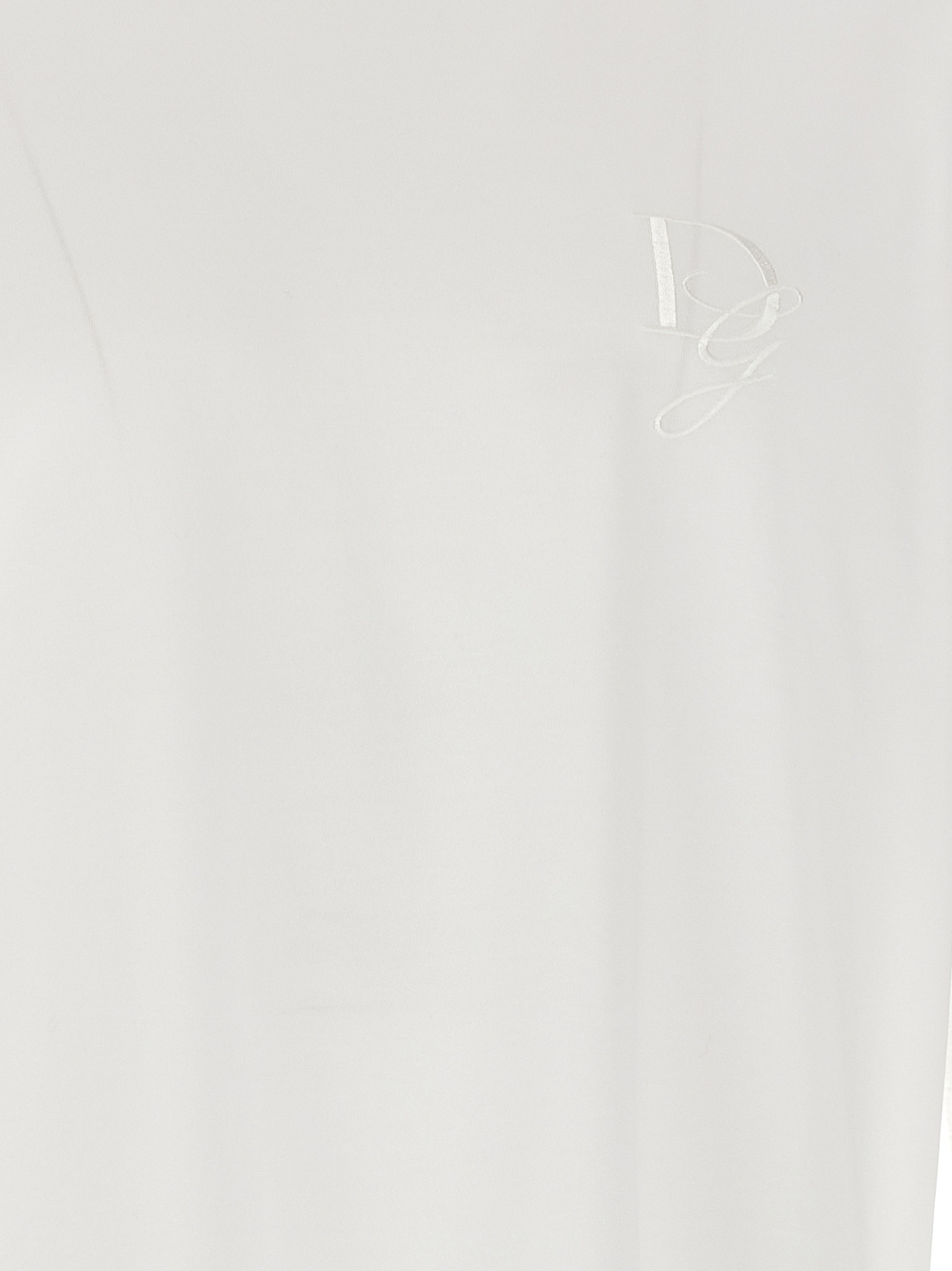 Dolce & Gabbana White Logo Print Cotton Crew Neck T-shirt In White