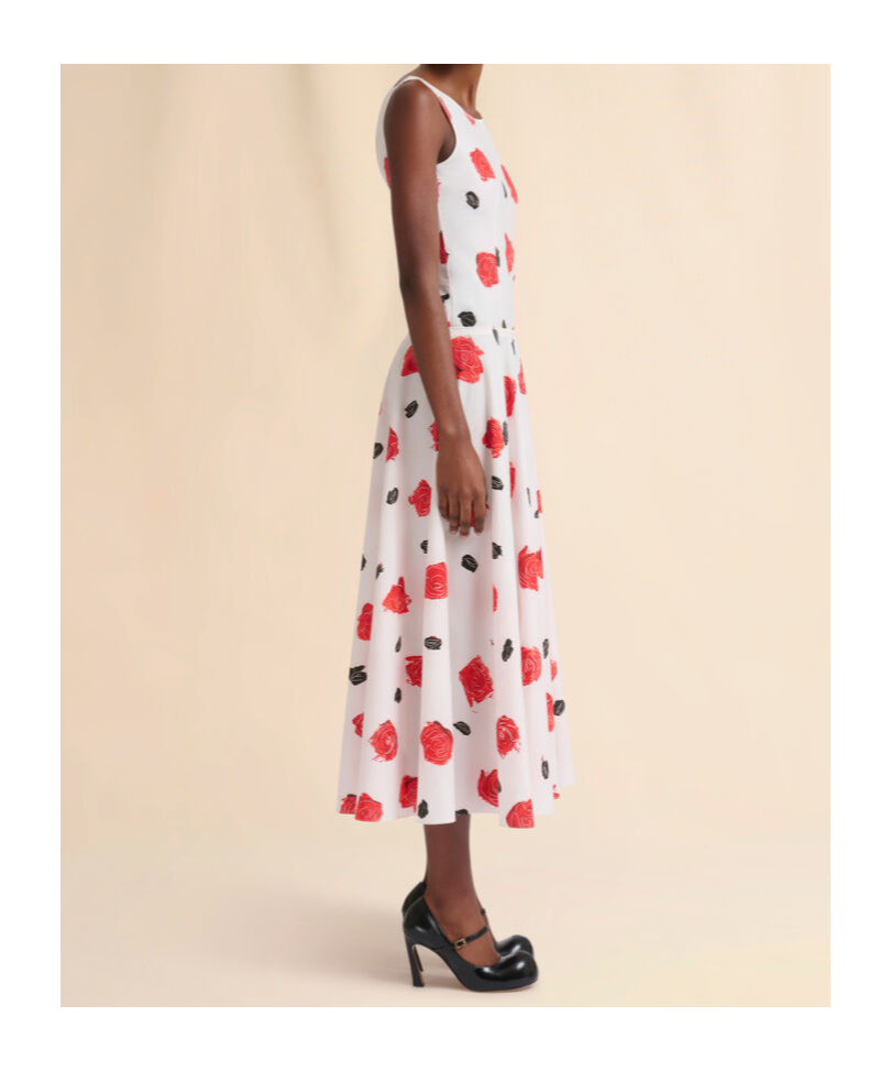 Marni Midikleid Mit Rosen-print In Multi