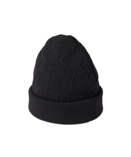 Gucci Gg Wool Blend Jacquard Hat In Black