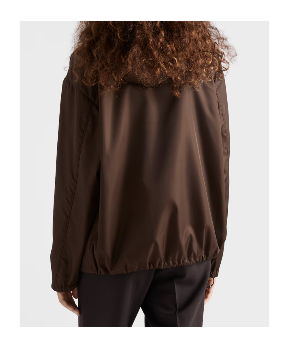 Prada Mens Brown Re Nylon Hooded Long-sleeve Woven Anorak In Brown