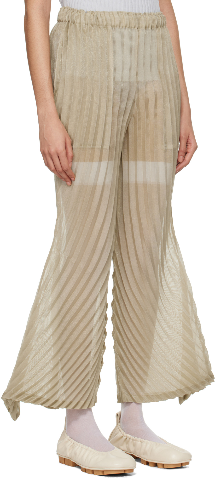 Issey Miyake Beige Wander Trousers In Nude