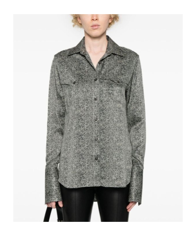 Ermanno Scervino Herringbone Pattern Silk Shirt In Gray