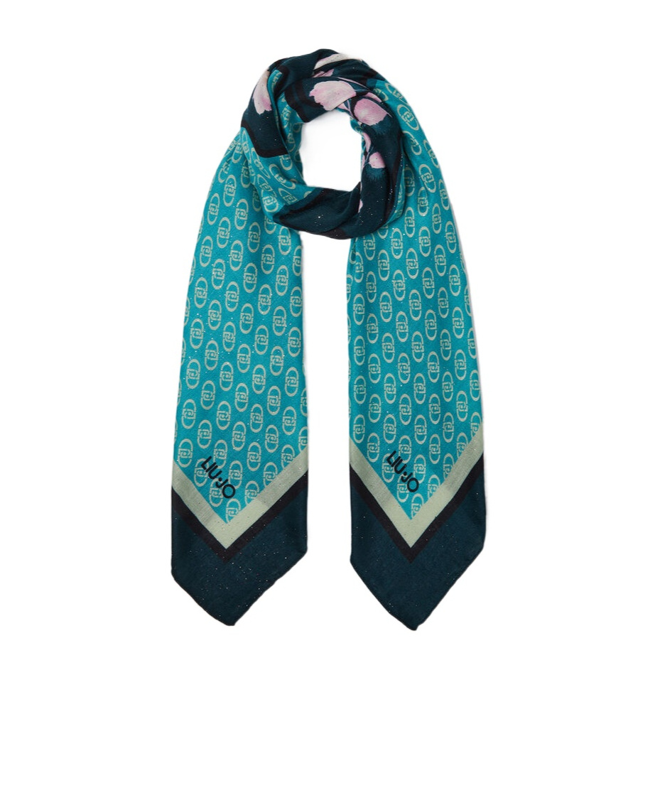 Liu •jo Floral Printed Scarf In Blue