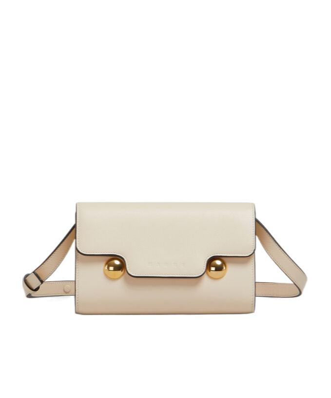 MARNI WHITE LEATHER TRUNKAROO CLUTCH