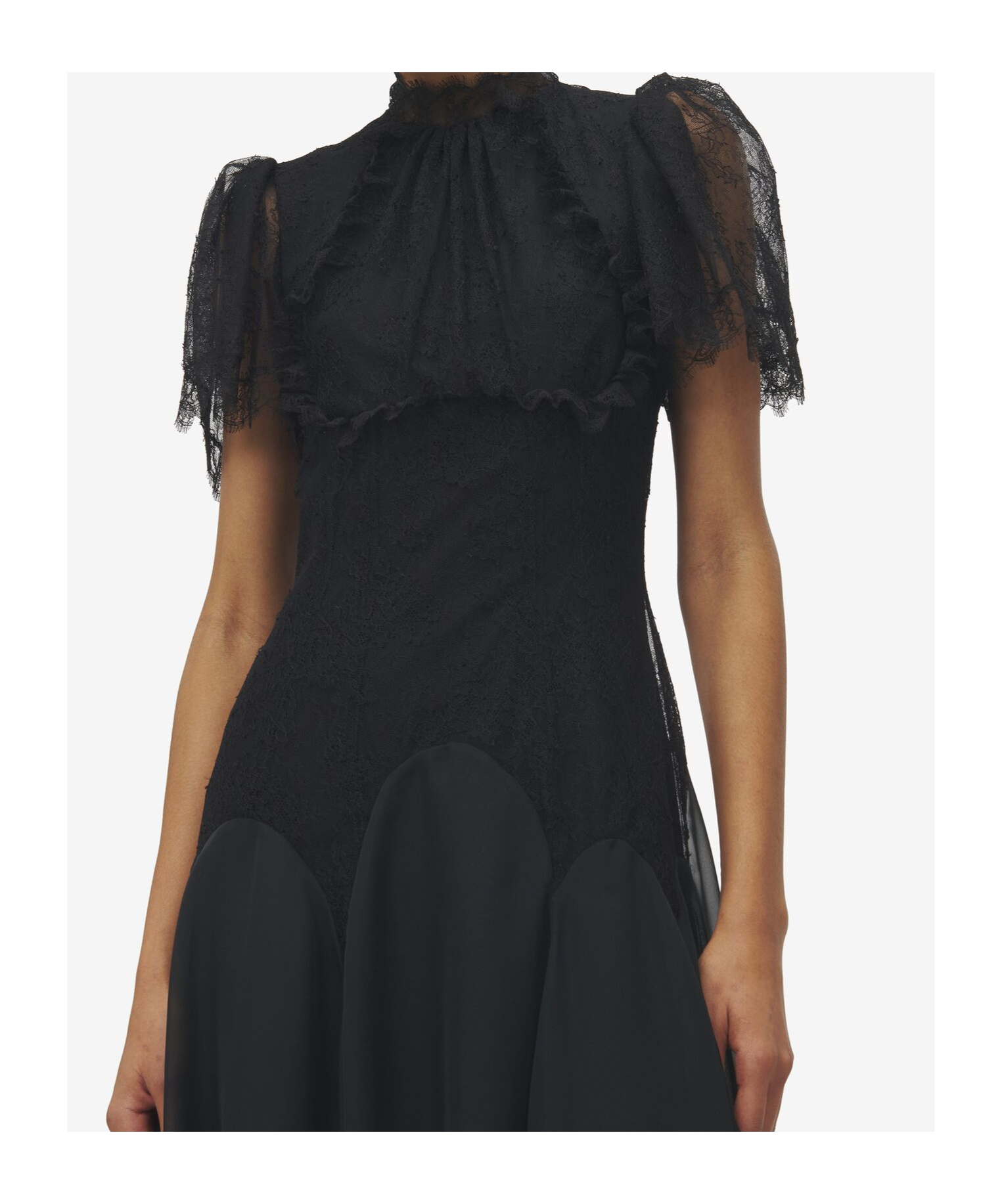 Alexander Mcqueen Lace-detail Midi Dress In Black