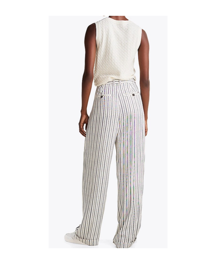 Tommy Hilfiger Straight Striped Pants In White
