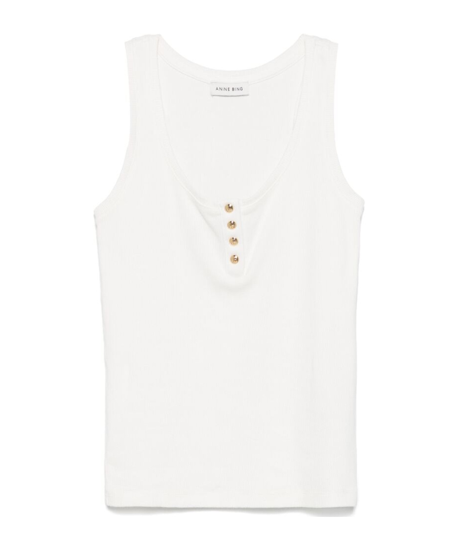 Anine Bing Ribbed Top Alessia In White