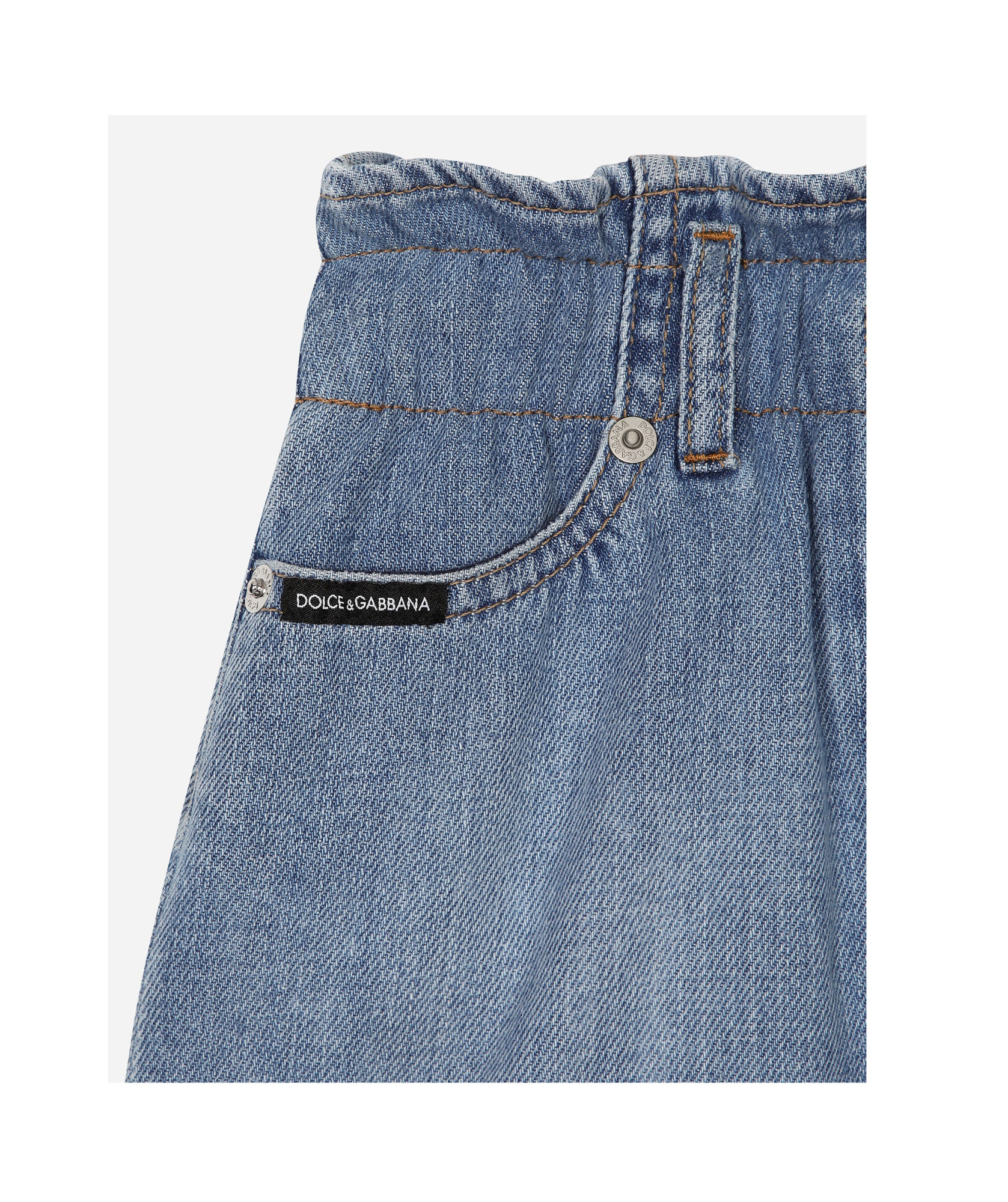 Shop Dolce & Gabbana Logo-plaque Denim Skirt In Blue