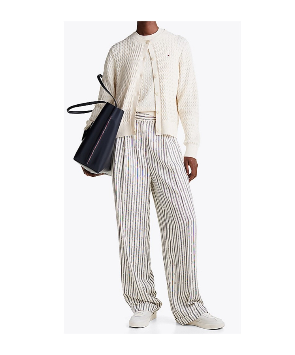 Tommy Hilfiger Straight Striped Pants In White